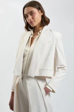 Blazer Court Ajusté En Viscose Compacte