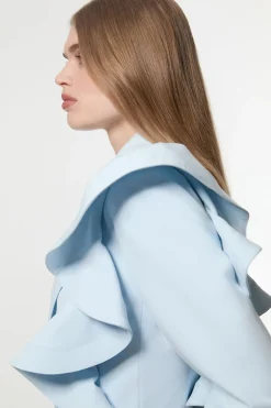 Blazer court ajusté à simple boutonnage avec volants dramatiques