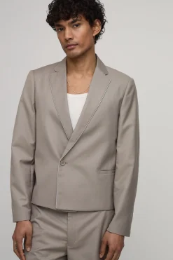 Blazer Court Boxy À Passepoil