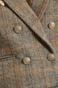 Blazer Court Cintré En Laine À Carreaux
