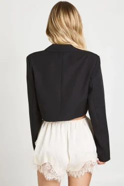 boohoo Blazer Court Décontracté En Tissu Tissé Petite Basic<Femme Tailleurs|Blazers
