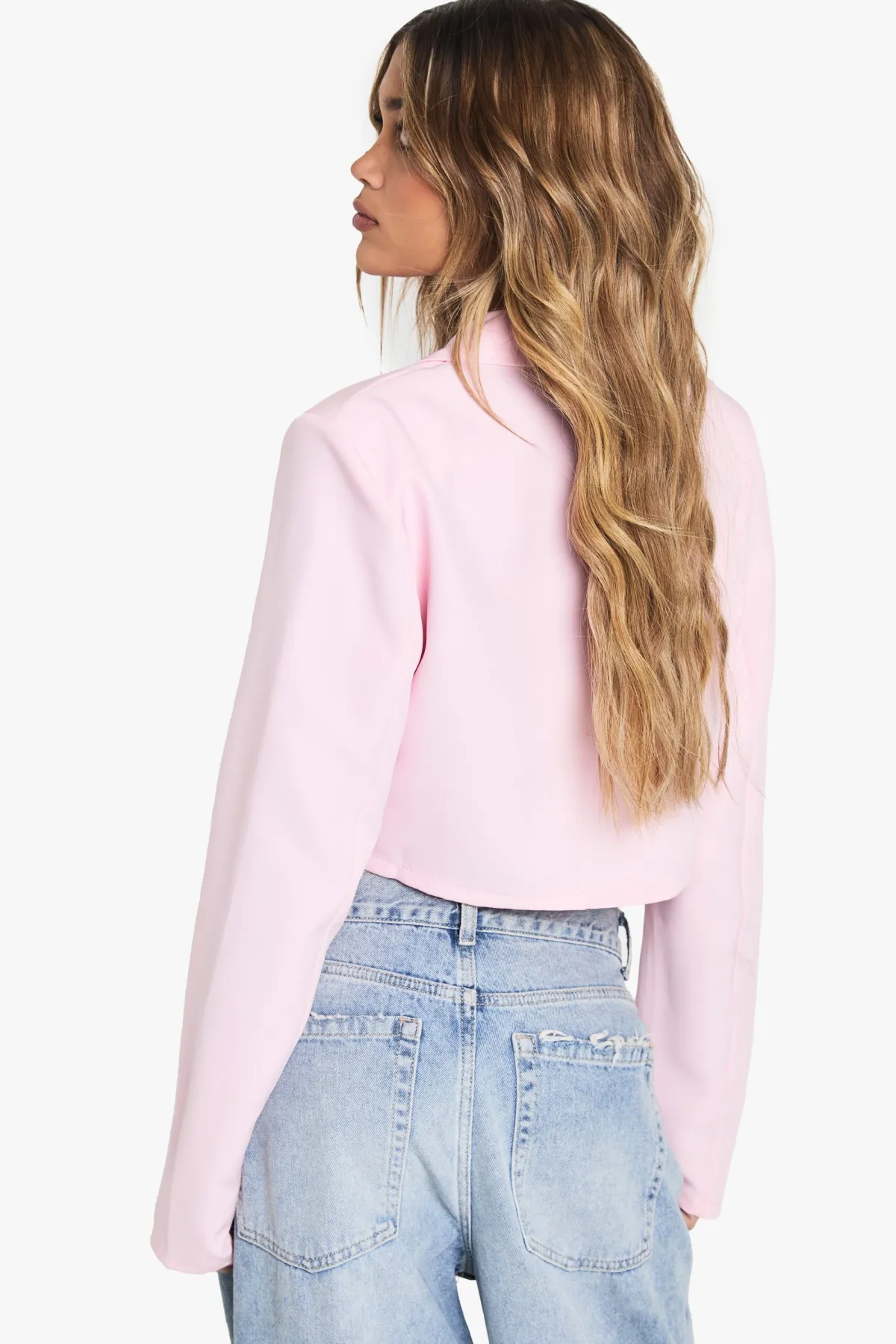 boohoo Blazer court décontracté en tissu tissé<Femme Blazers|Manteaux Et Vestes