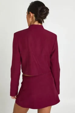 boohoo Blazer Court À Fermeture Cache-cœur Et Passants<Femme Tailleurs|Blazers