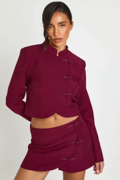 boohoo Blazer Court À Fermeture Cache-cœur Et Passants<Femme Tailleurs|Blazers