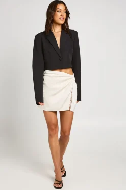 Blazer Court Tissé Basique Coupe Décontractée Tall
