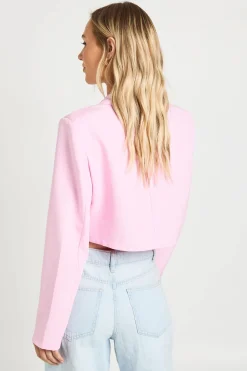Blazer Court Tissé Coupe Décontractée Petite