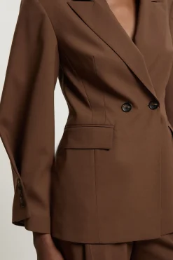 Blazer Croisé Ajusté À Épaulettes Marquées