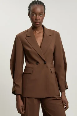 Blazer Croisé Ajusté À Épaulettes Marquées
