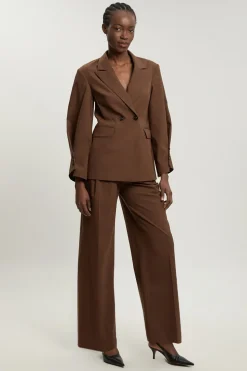 Blazer Croisé Ajusté À Épaulettes Marquées