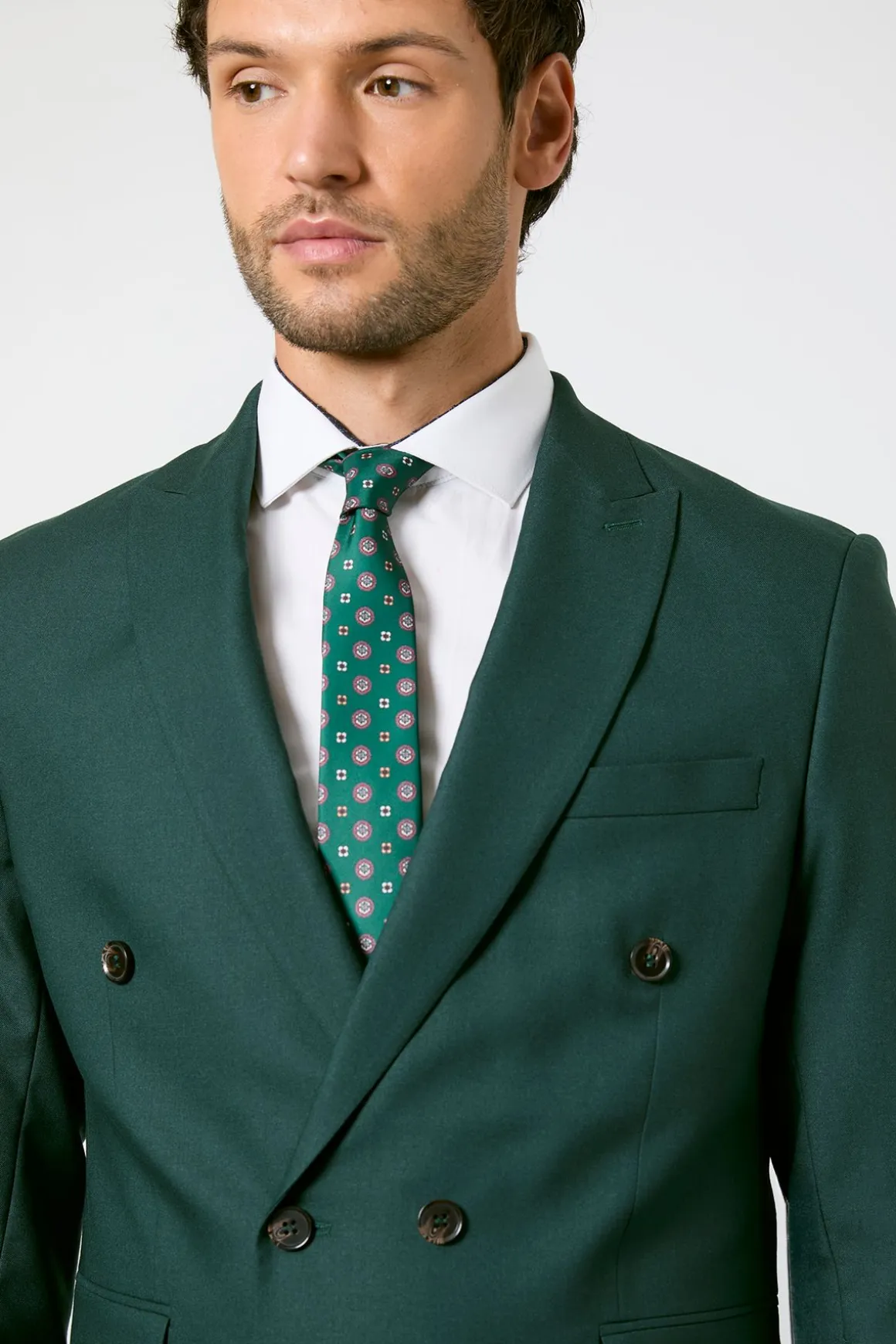 Blazer Croisé Ajusté Vert Foncé