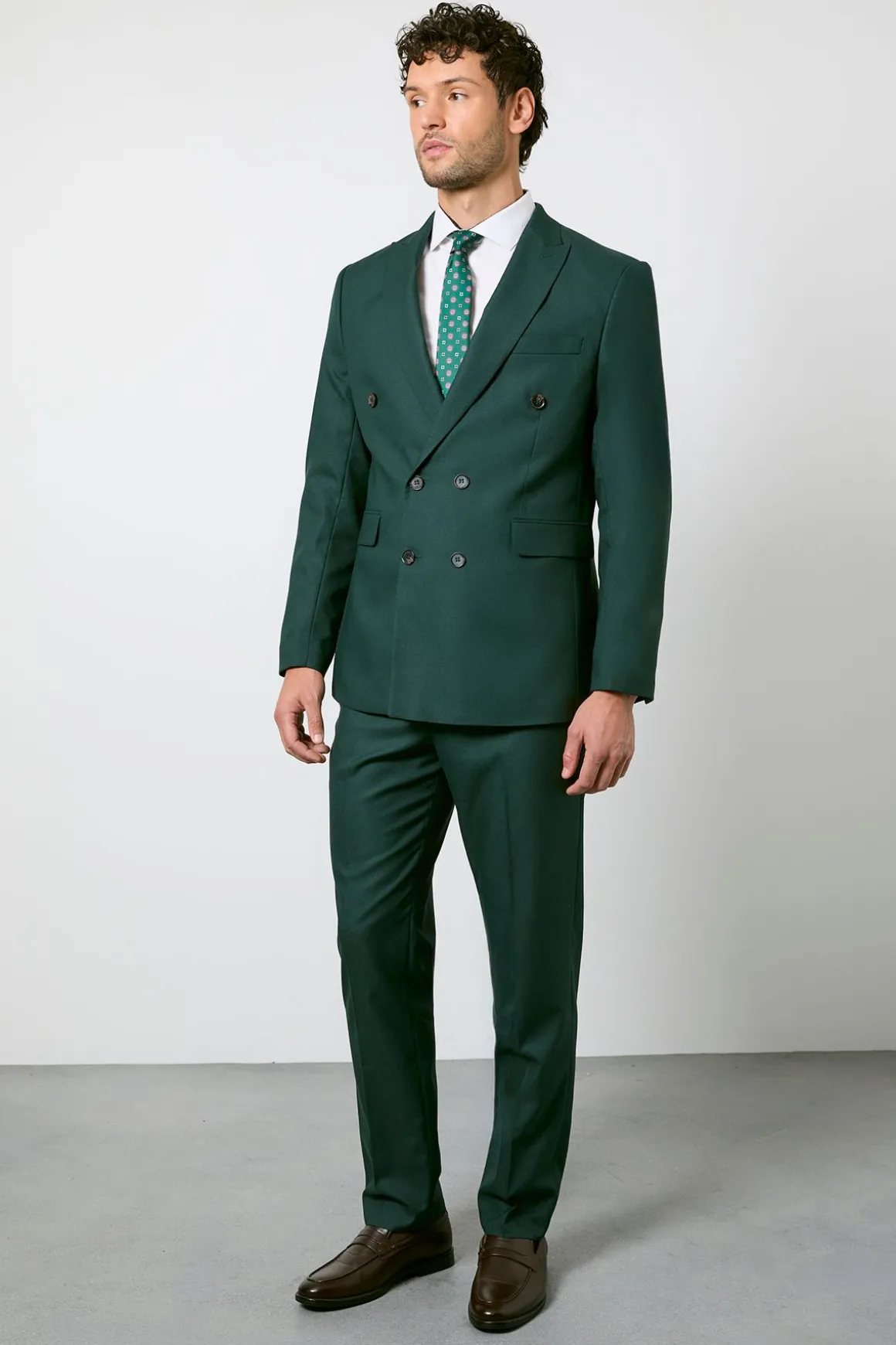 Blazer Croisé Ajusté Vert Foncé