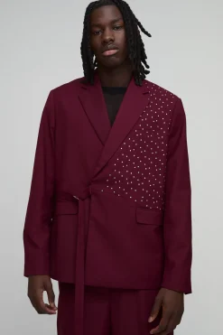 Blazer Croisé À Boucle Orné