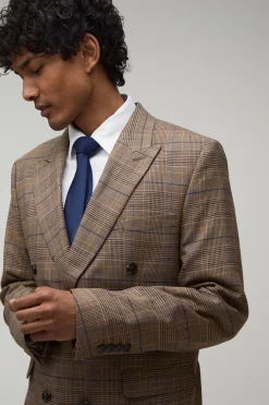 Blazer Croisé À Carreaux Coupe Décontractée