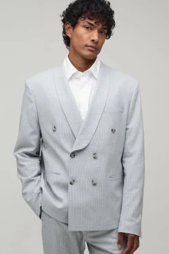 Blazer Croisé Coupe Regular Motif Pied-de-poule