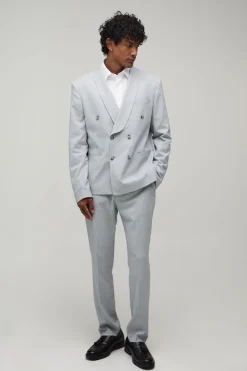 Blazer Croisé Coupe Regular Motif Pied-de-poule