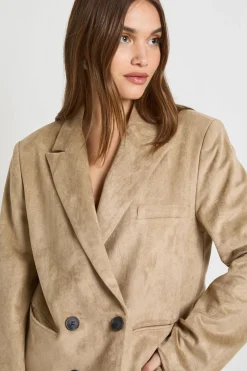 Blazer Croisé En Daim