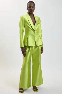 KarenMillen Blazer Croisé En Sergé Satiné À Simple Boutonnage<Femme Tailleurs|Satin Et Dentelle
