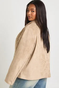 Blazer Croisé En Synthétique Grande Taille