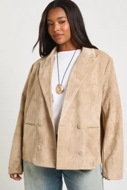 Blazer Croisé En Synthétique Grande Taille