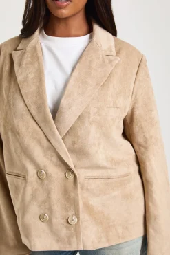 Blazer Croisé En Synthétique Grande Taille
