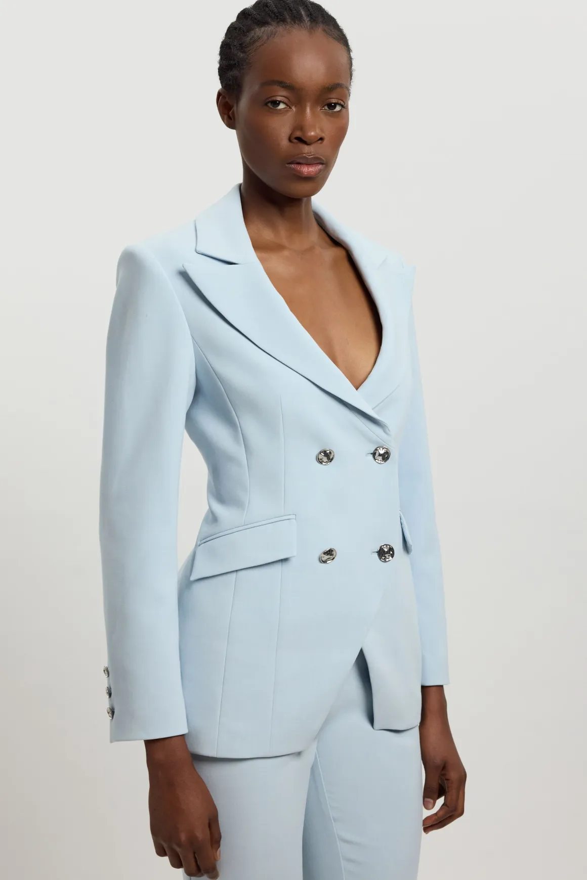 Blazer Croisé En Tissu Stretch Compact