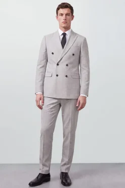 Blazer Croisé Gris Pâle