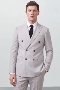 Blazer Croisé Gris Pâle