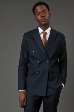 Blazer Croisé Marine à Chevrons