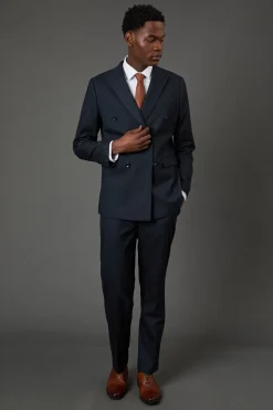 Blazer Croisé Marine à Chevrons