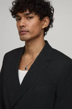 Blazer Croisé À Rayures Tennis Coupe Décontractée Avec Détail Boucle