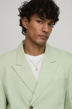 Blazer Croisé Simple Oversized Coupe Boxy À Chevrons