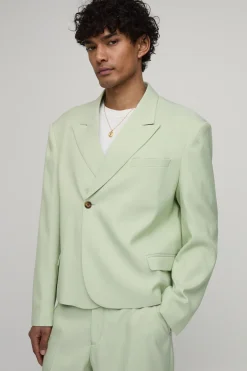 Blazer Croisé Simple Oversized Coupe Boxy À Chevrons
