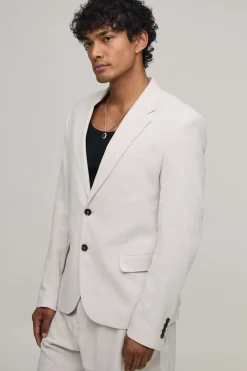 Blazer Décontracté Coupe Ample Effet Lin