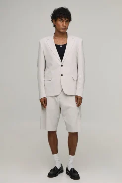 Blazer Décontracté Coupe Ample Effet Lin