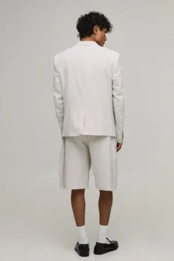 Blazer Décontracté Coupe Ample Effet Lin