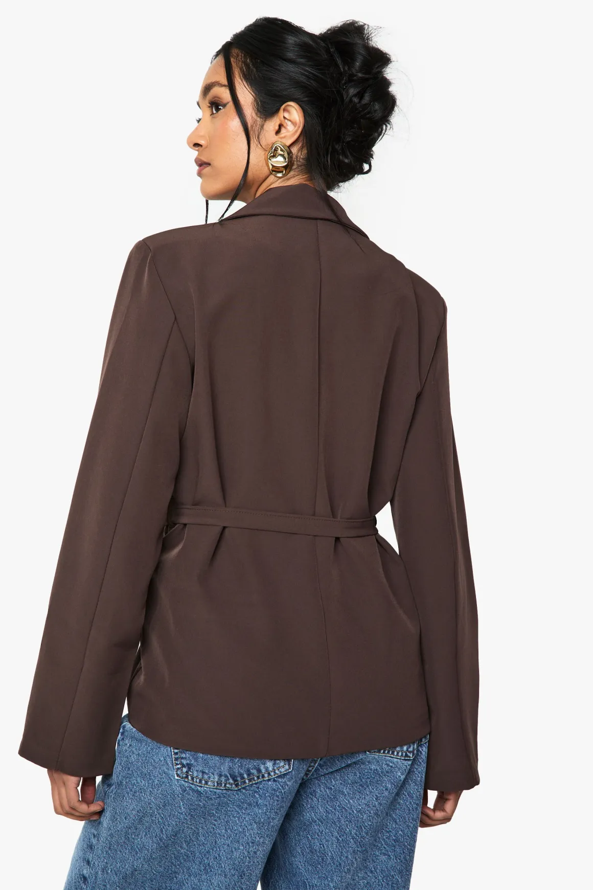 Blazer décontracté à coupe ample avec ceinture