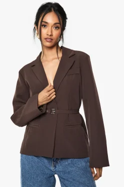 Blazer décontracté à coupe ample avec ceinture