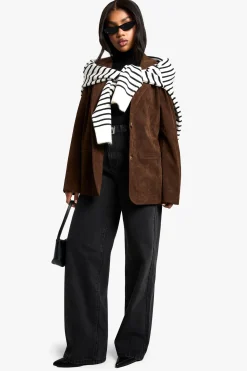 boohoo Blazer décontracté en faux suède look vintage<Femme Tailleurs|Looks Chocolat