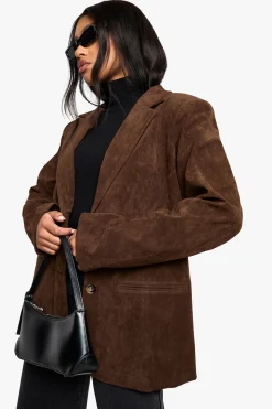 boohoo Blazer décontracté en faux suède look vintage<Femme Tailleurs|Looks Chocolat