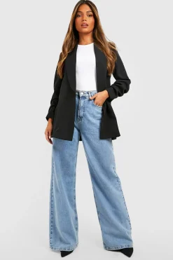 boohoo Blazer de base en tissu tissé à manches froncées et à col plongeant<Femme Tailleurs|Blazers