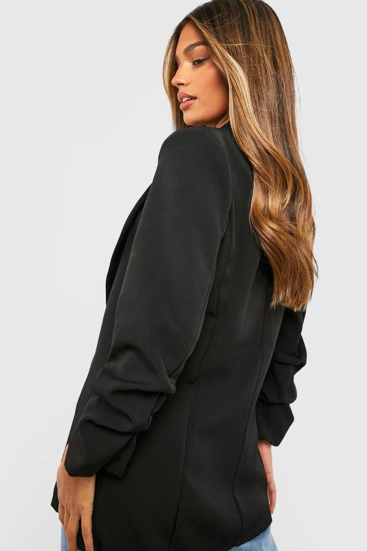 boohoo Blazer de base en tissu tissé à manches froncées et à col plongeant<Femme Tailleurs|Blazers