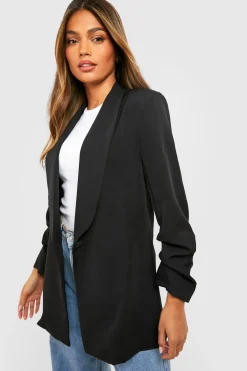boohoo Blazer de base en tissu tissé à manches froncées et à col plongeant<Femme Tailleurs|Blazers