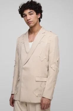 Blazer de costume à coupe décontractée avec appliqué croisé