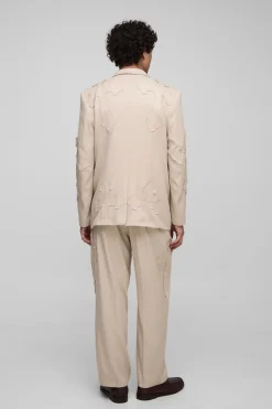 Blazer de costume à coupe décontractée avec appliqué croisé