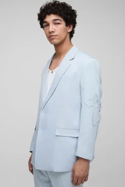 boohooMAN Blazer de costume à coupe droite avec appliqué croisé<Homme Costumes Et Tenues Formelles