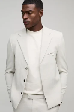 Blazer de costume surdimensionné à coupe carrée en chevron
