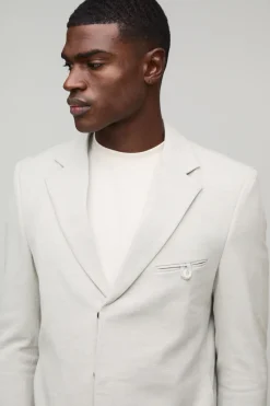 Blazer de costume surdimensionné à coupe carrée en chevron