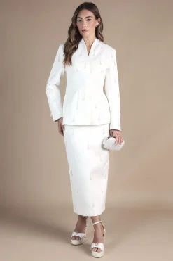 Blazer de Mariée Satiné Croisé Avec Perles