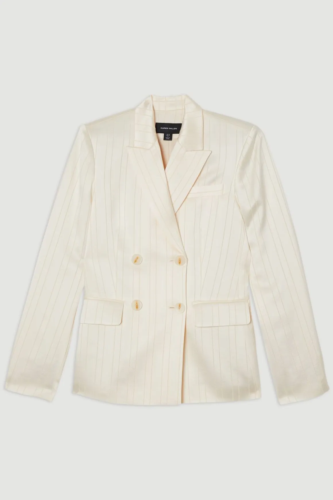 Blazer de smoking surdimensionné taillé sur mesure en satin premium à fines rayures