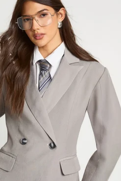 boohoo Blazer drapé ajusté à manches baril en tissu<Femme Tailleurs|Looks Preppy